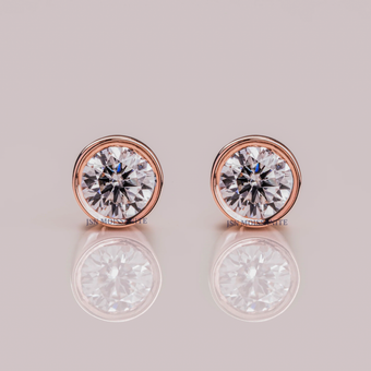 2.5 CT Each Round Moissanite Diamond Bezel Setting Stud Earrings