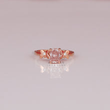 0.82 CT Pink Radiant Cut Lab Grown Diamond Leaf Band Solitaire Ring