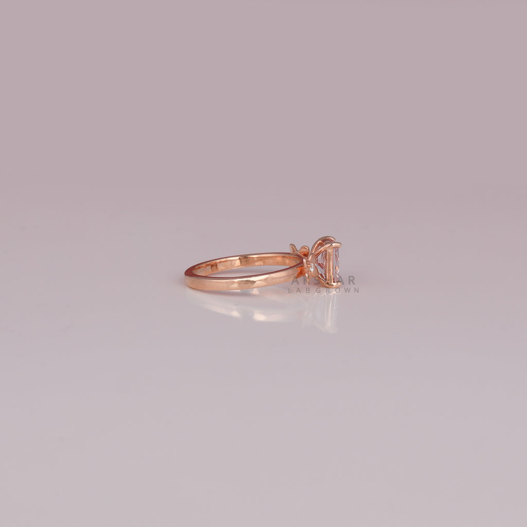 0.82 CT Pink Radiant Cut Lab Grown Diamond Leaf Band Solitaire Ring