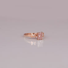 0.82 CT Pink Radiant Cut Lab Grown Diamond Leaf Band Solitaire Ring