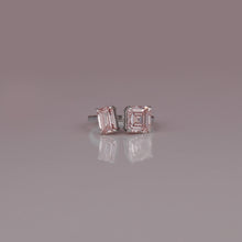 3 Ctw Pink Color Asscher & Emerald Cut Lab Diamond Two Stone Ring