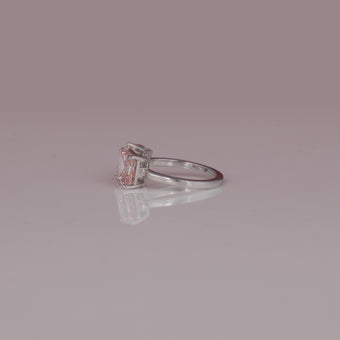 3 Ctw Pink Color Asscher & Emerald Cut Lab Diamond Two Stone Ring