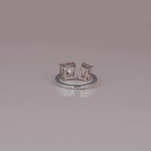 3 Ctw Pink Color Asscher & Emerald Cut Lab Diamond Two Stone Ring