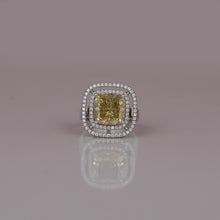 5 CT Cushion Cut Yellow Lab Diamond Bridal Double Halo Ring