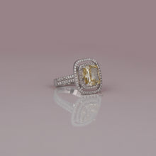 5 CT Cushion Cut Yellow Lab Diamond Bridal Double Halo Ring