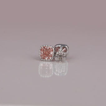 2 CT Cushion Cut Pink Color Lab Diamond Vintage Solitaire Stud Earrings