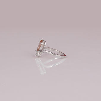 1 CT Pear Cut Pink Lab Grown Diamond Teardrop Solitaire Ring V Shape Band