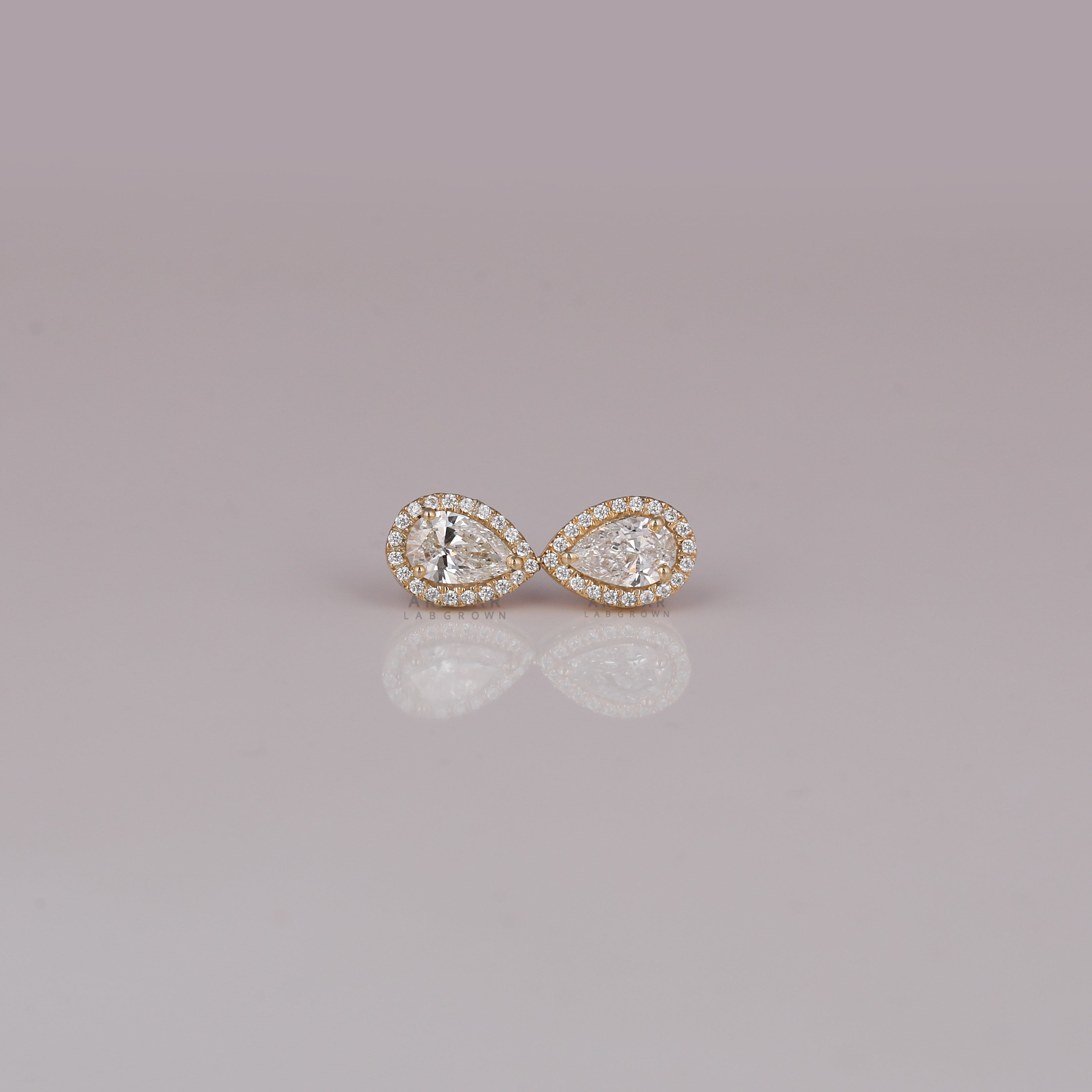 0.5 CT Each Pear Cut Lab Diamond Halo Setting Stud Earrings