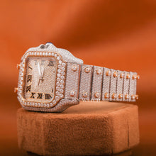 Fully Iced Out Square Dial Moissanite Diamond Watch With Roman Dial