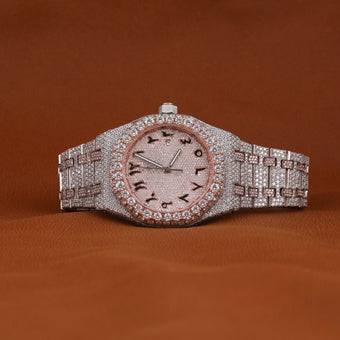 Moissanite Diamond Fully Iced Out Hip Hop Watch With Arabic Dial