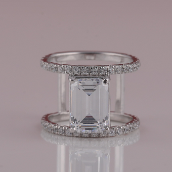 Lab Grown Diamond White Emerald Cut Engagement Ring For Her