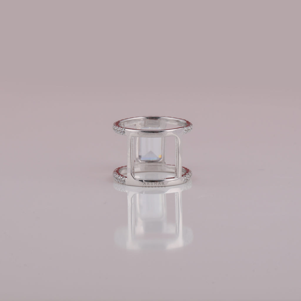 Lab Grown Diamond White Emerald Cut Engagement Ring For Her