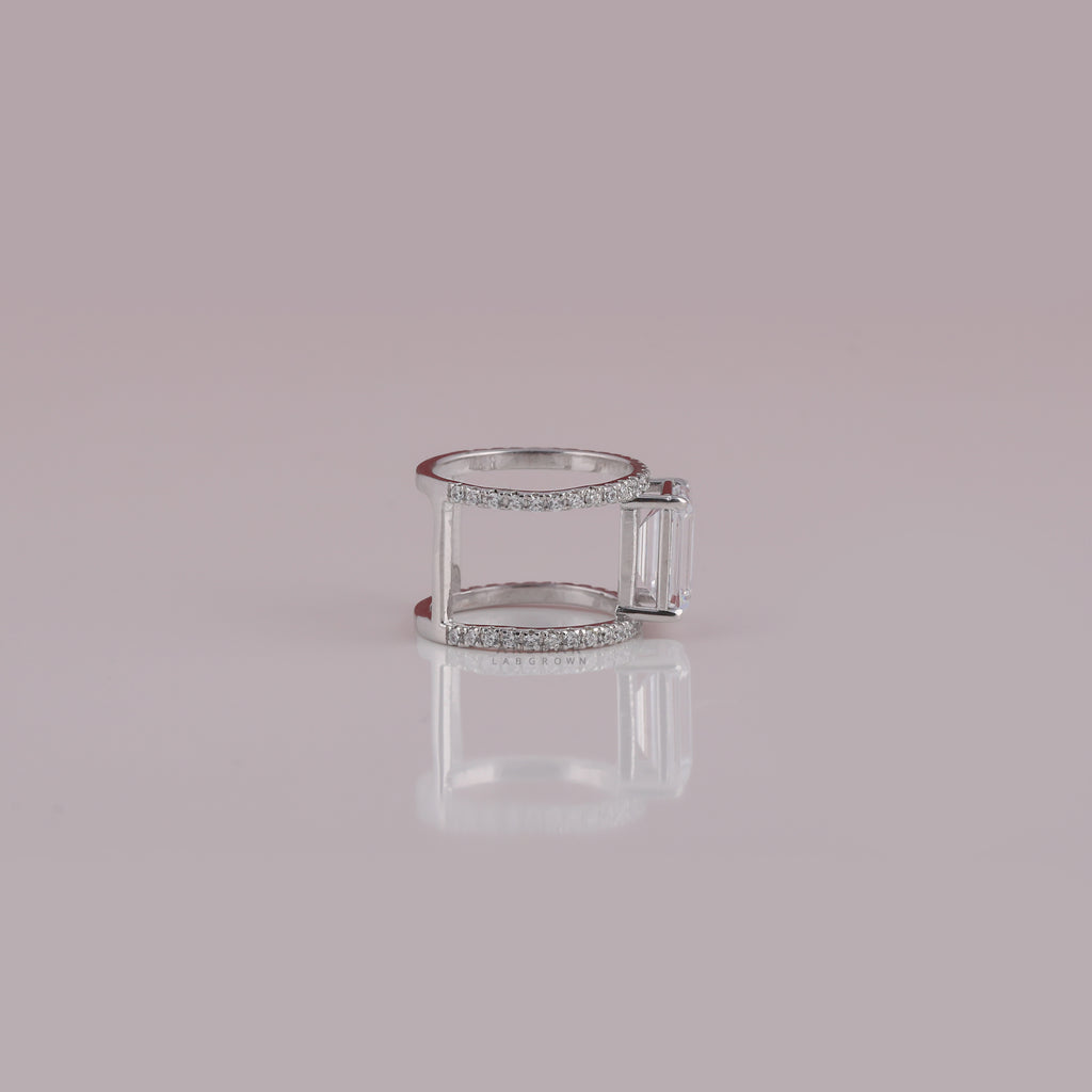 Lab Grown Diamond White Emerald Cut Engagement Ring For Her