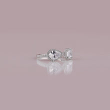 Pear & Radiant Cut Lab Diamond Two Stone With Halo Engagement Ring