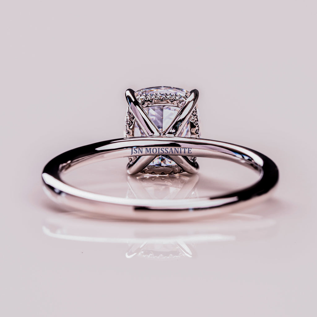 Elongated Cushion Cut Moissanite Solitaire Engagement Ring