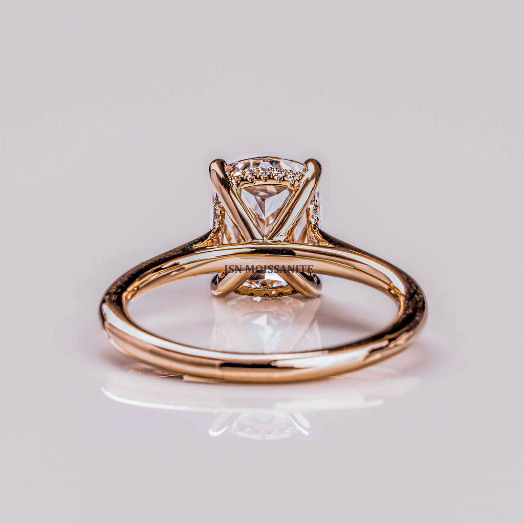 Elongated Cut Solitaire Moissanite Engagement Ring