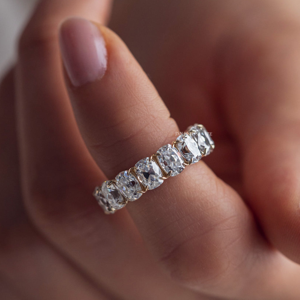 Elongated Cushion Cut Moissanite Diamond Classic Eternity Band