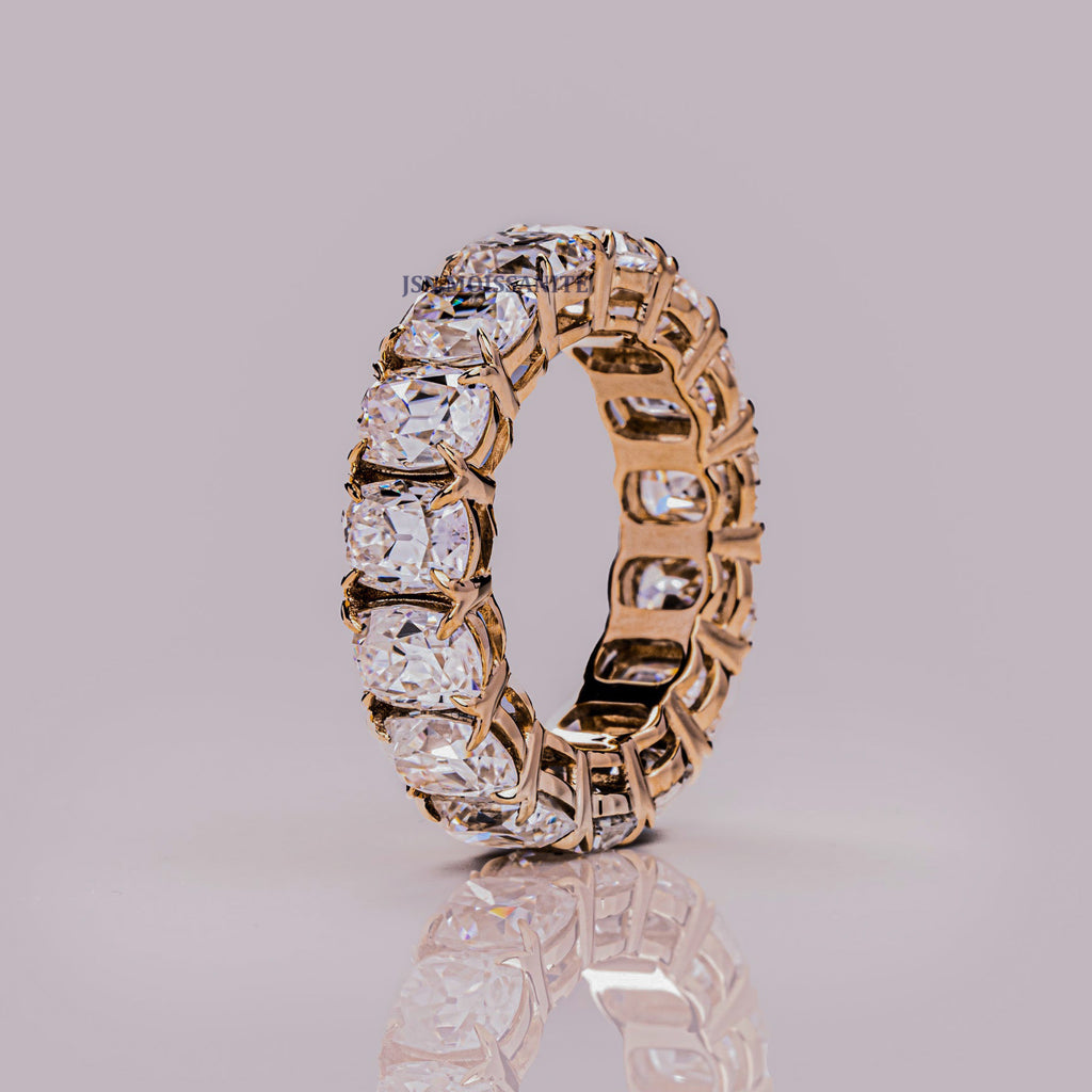 Elongated Cushion Cut Moissanite Diamond Classic Eternity Band