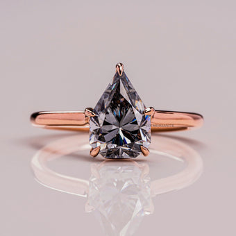 2 CT Pear Cut Moissanite Solitaire Engagement Ring