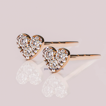 0.60 Ctw. Round Moissanite Heart Shape Stud Earrings