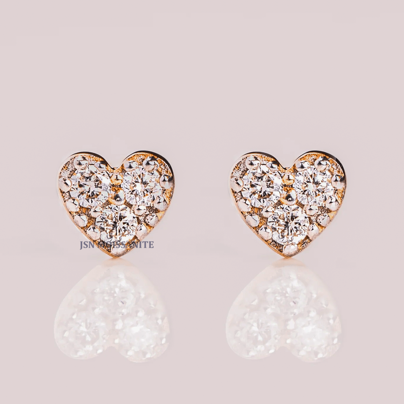 0.60 Ctw. Round Moissanite Heart Shape Stud Earrings