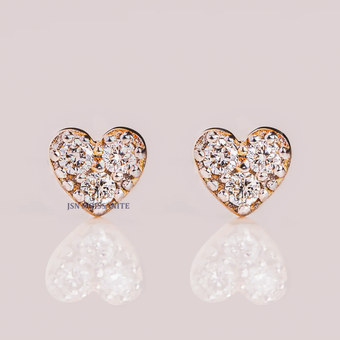 0.60 Ctw. Round Moissanite Heart Shape Stud Earrings