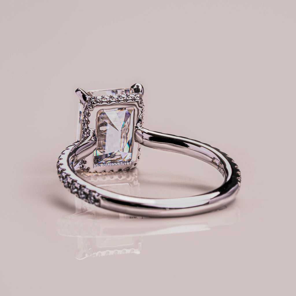 Emerald Cut 3 CT Moissanite Solitaire Engagement Ring