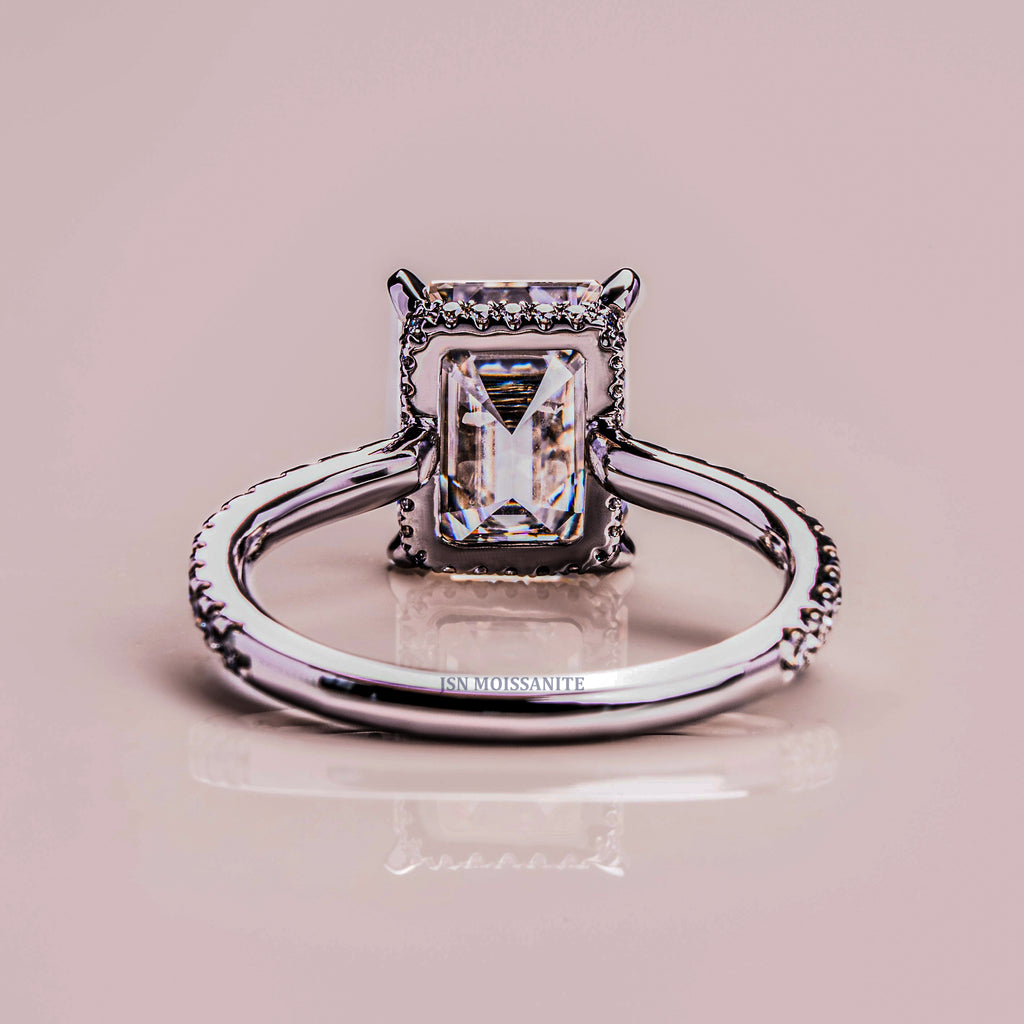 Emerald Cut 3 CT Moissanite Solitaire Engagement Ring