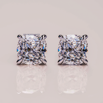 2 CT Cushion Cut Each Moissanite Diamond Solitaire Stud Earrings