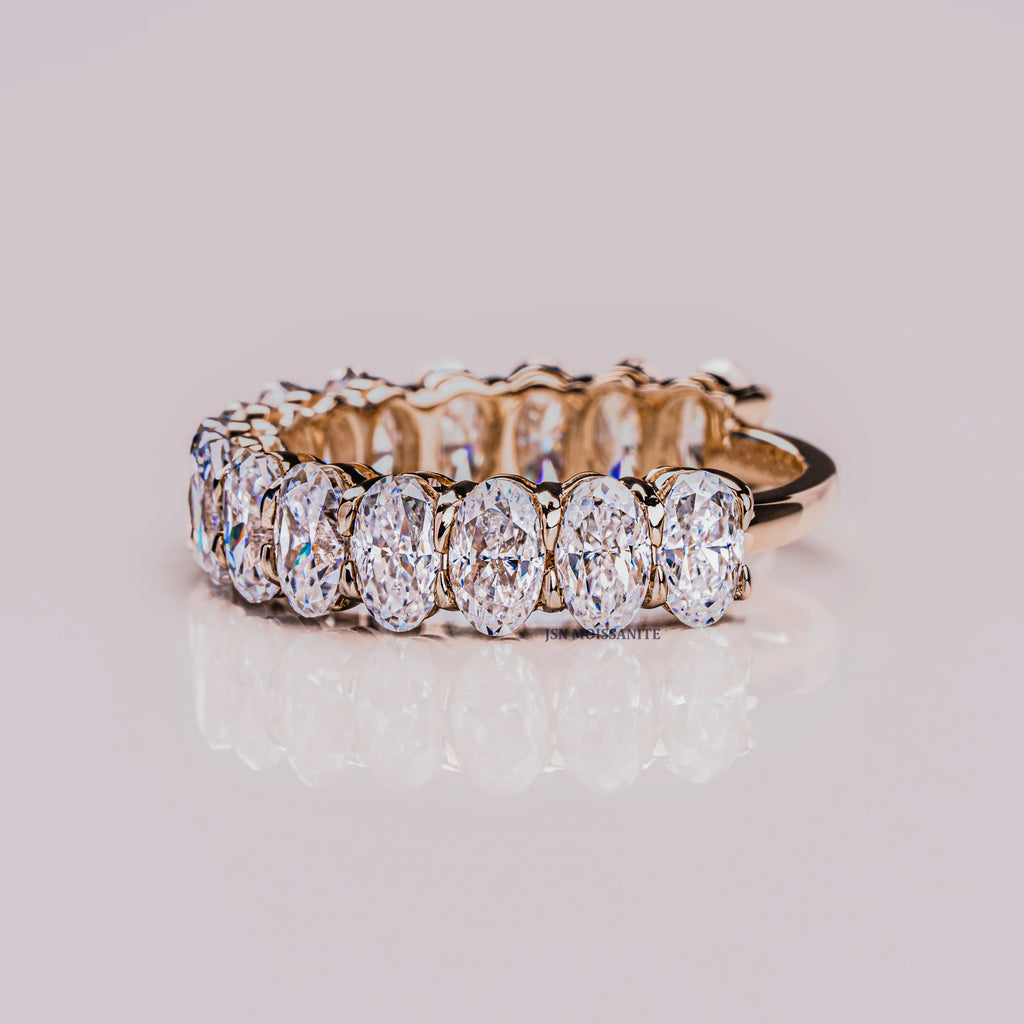 Oval Cut Shared Prong Moissanite Eternity Wedding Band