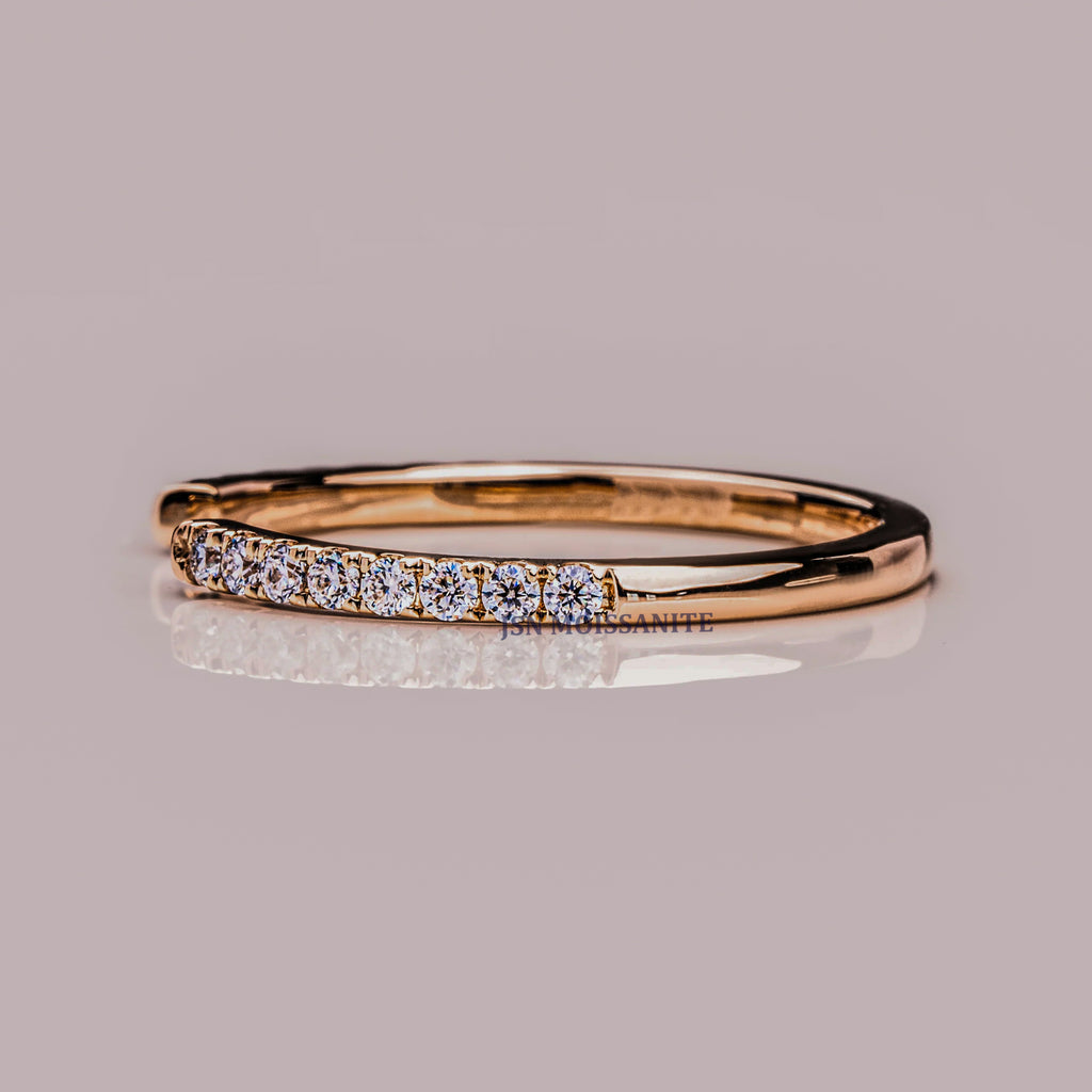 Moissanite Diamond Half Eternity Cuff Wedding Band For Women's