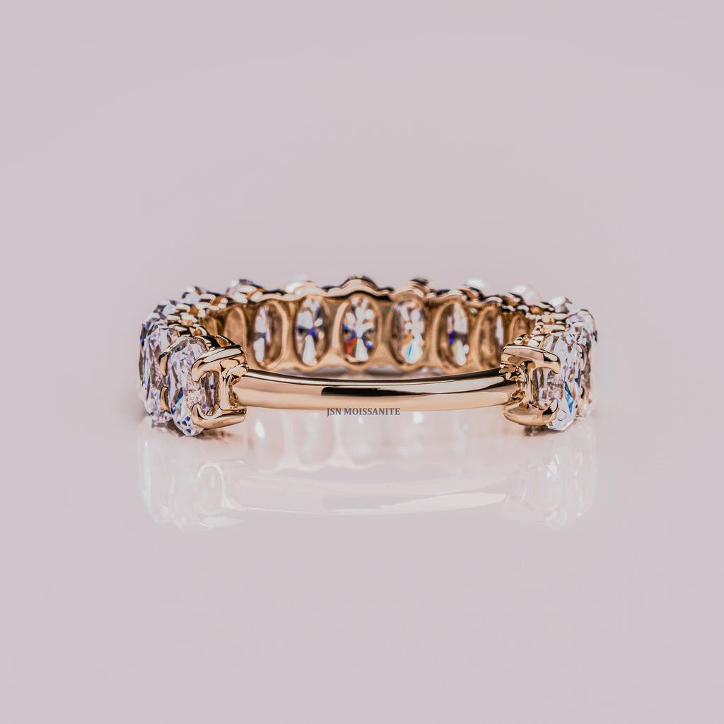 Oval Cut Shared Prong Moissanite Eternity Wedding Band