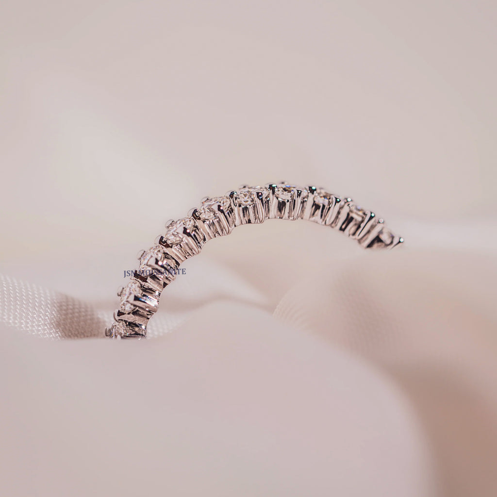 Round Moissanite Diamond Full Eternity Matching Wedding Band