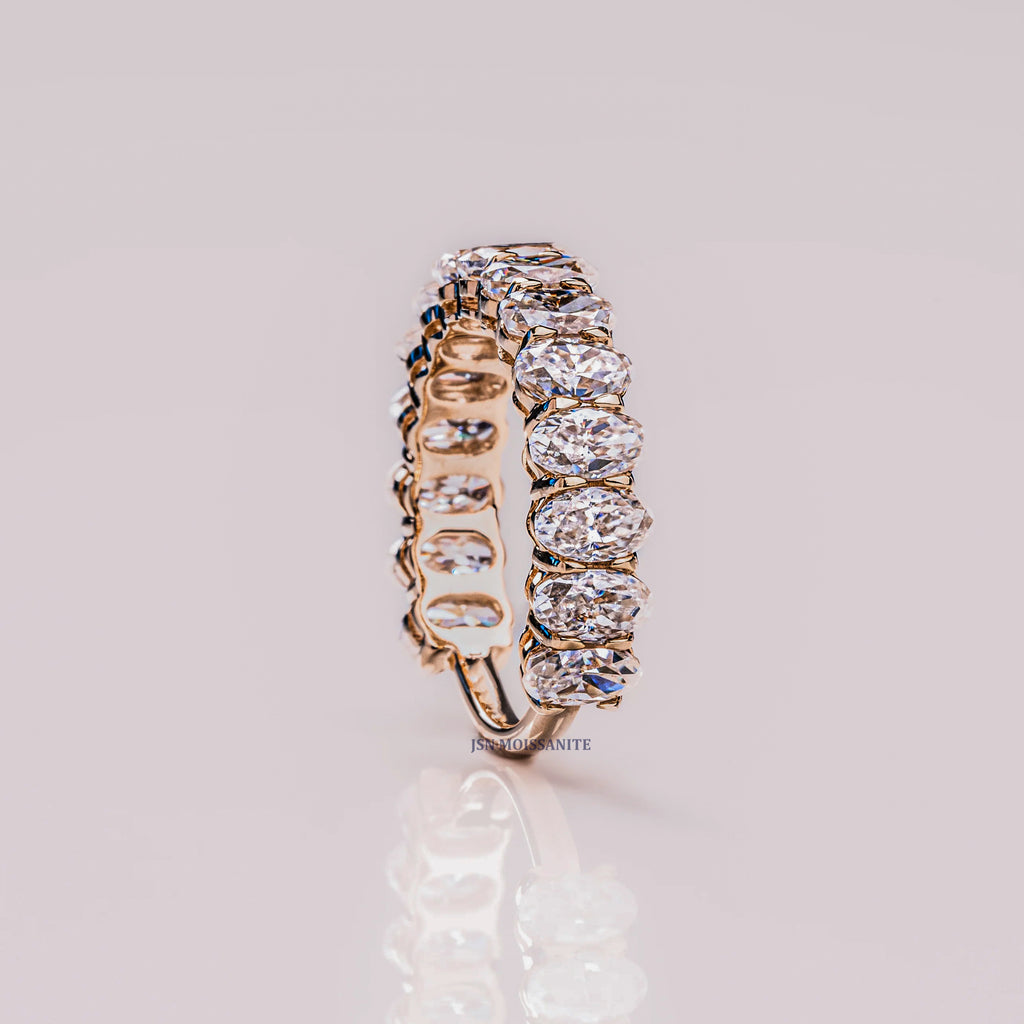 Oval Cut Shared Prong Moissanite Eternity Wedding Band