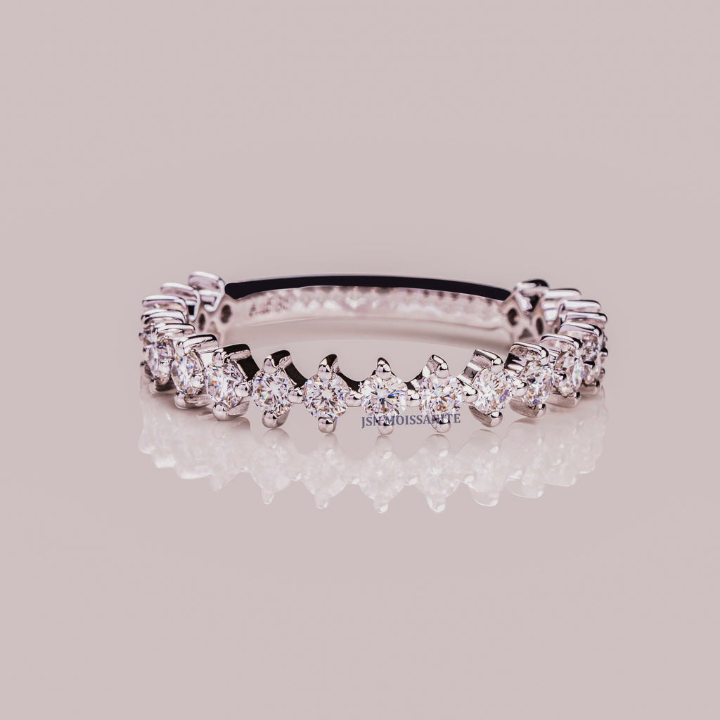 Round Moissanite Diamond Full Eternity Matching Wedding Band