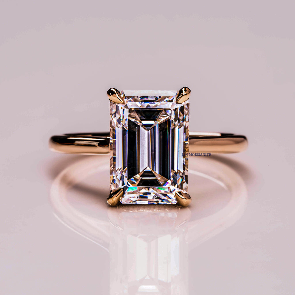 4 CT Emerald Cut Moissanite Solitaire Engagement Ring