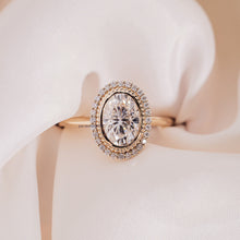 3 CT Oval Cut Moissanite Bezel Setting Halo Engagement Ring