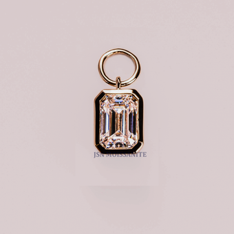 3 CT Emerald Cut Moissanite Diamond Bezel Setting Solitaire Pendant