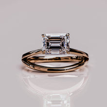 Genuine Moissanite Split Shank Solitaire Ring 2 CT Emerald Cut