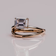 Genuine Moissanite Split Shank Solitaire Ring 2 CT Emerald Cut