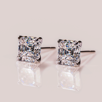 3 CT Each Moissanite Asscher Cut Solitaire Stud Earrings For Women