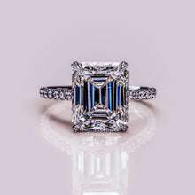 5 CT Moissanite Engagement Ring Emerald Cut Diamond Prong Solitaire