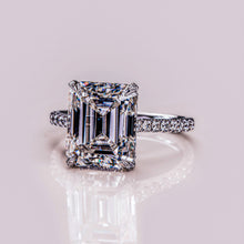 5 CT Moissanite Engagement Ring Emerald Cut Diamond Prong Solitaire