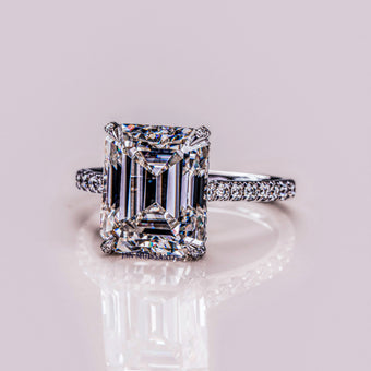 5 CT Moissanite Engagement Ring Emerald Cut Diamond Prong Solitaire