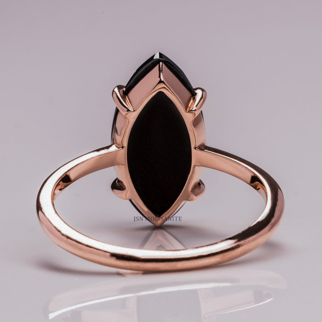 5 CT Black Moissanite Marquise Shape Solitaire Engagement Ring