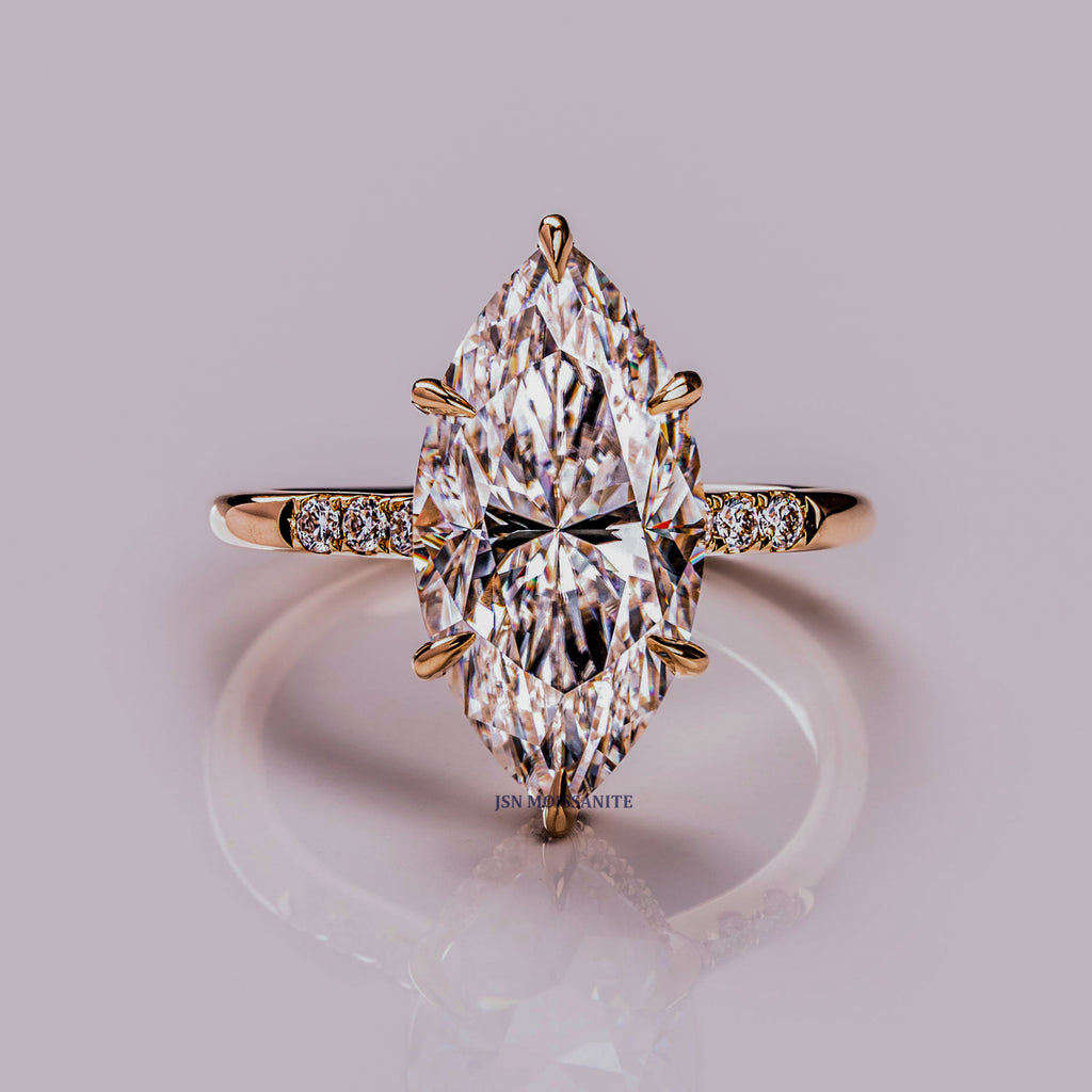 5 CT Marquise Cut Moissanite Six Prong Solitaire Engagement Ring