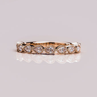 Round Cut Moissanite Vintage Half Eternity Matching Band For Her