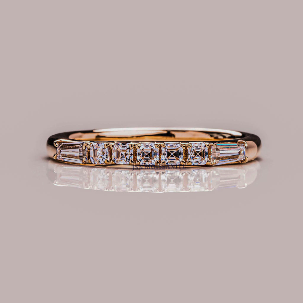 Asscher & Baguette Moissanite Diamond Half Eternity Band