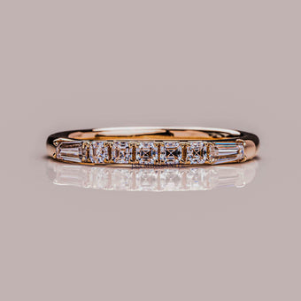 Asscher & Baguette Moissanite Diamond Half Eternity Band