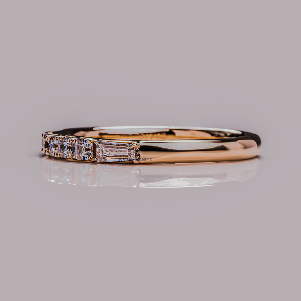 Asscher & Baguette Moissanite Diamond Half Eternity Band